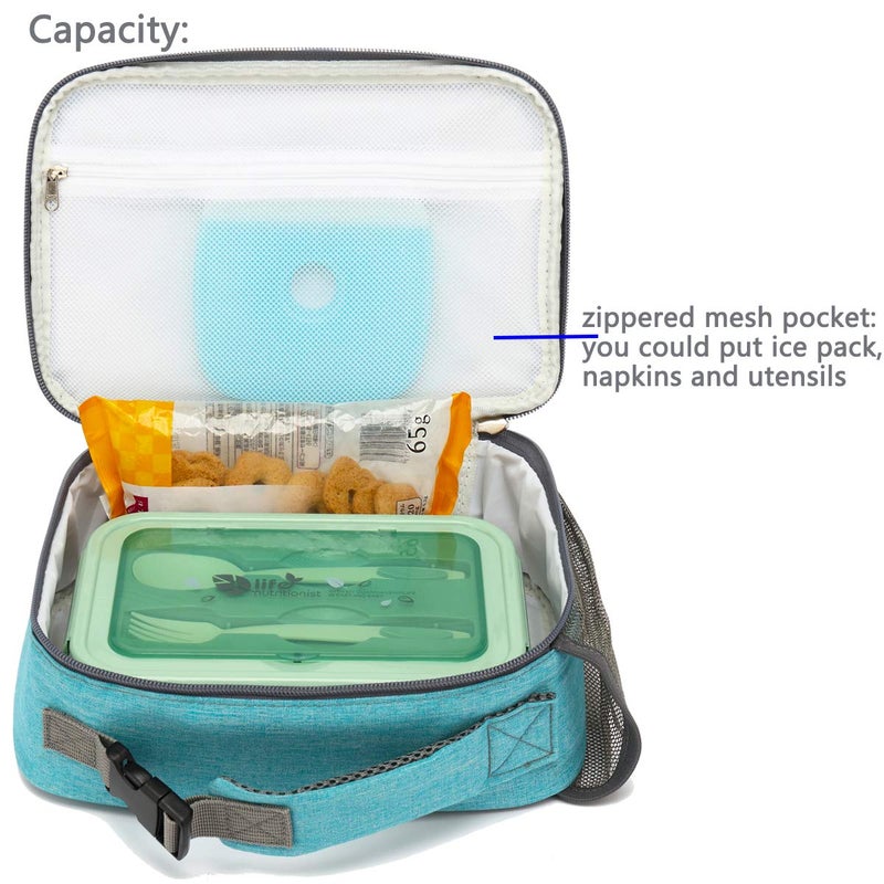 FlowFly Kids Lunch box Insulated Soft Bag Mini Cooler Back to School Thermal Meal Tote Kit for Girls, Boys, Sea Blue - Image 5